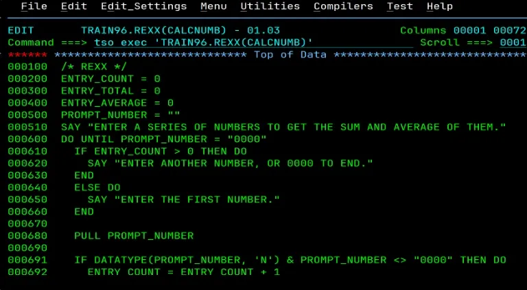 Long commands will be truncated with an >