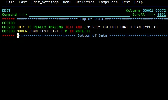 Figure 4. Shows the formatted text after exiting text entry mode.